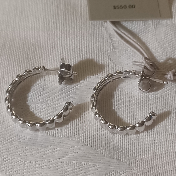 NWT, John Hardy Bedeg Diamond Pave Small Hoop Earrings, SS - Picture 3 of 11